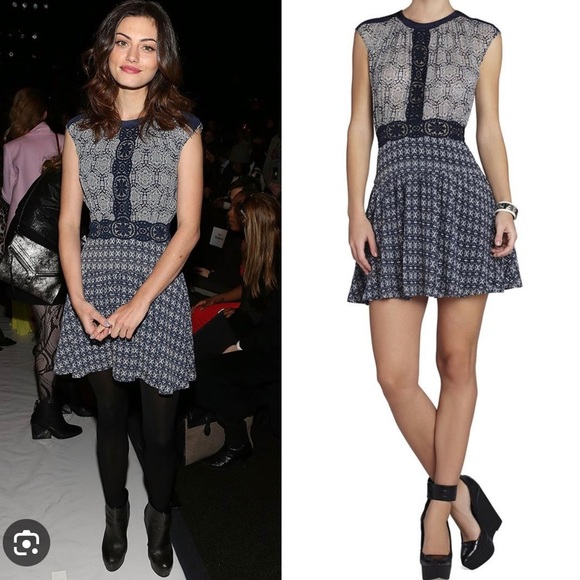 BCBGMaxAzria Dresses & Skirts - BCBG Aymeline Dress navy print pattern silk blend